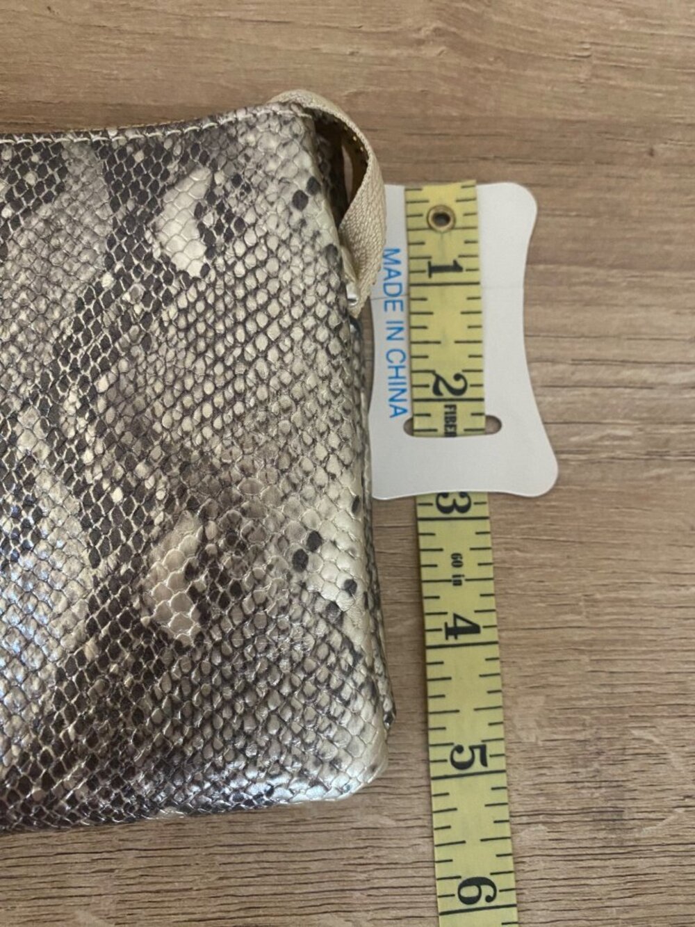 Gold Snake-Print Faux Leather Wristlet Clutch With Zipper Closure - Picture 8 of 8